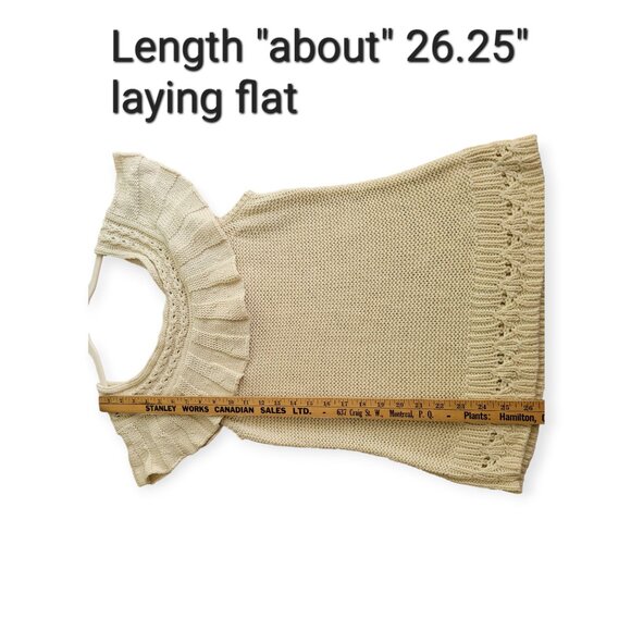 Anthropologie cottagecore sleeveless ruffle-front 100% cotton crochet knit L - Picture 5 of 9